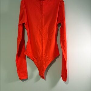 SKIMS Vibrant Red Long Sleeve Bodysuit